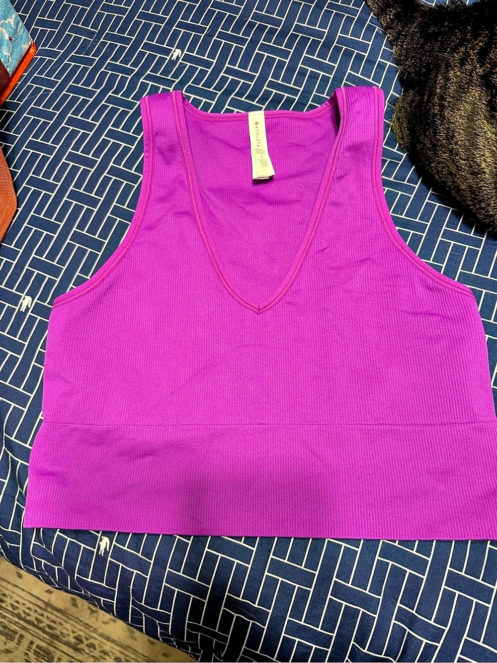 Athleta Aurora Crop Rib Tank Pink Large